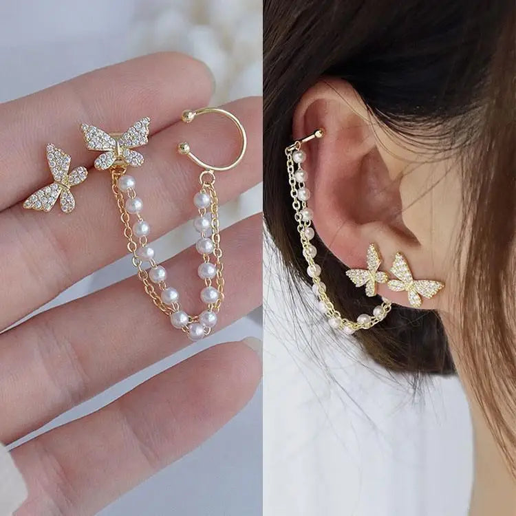 925 Silver Needle Green Crystal Butterfly Drop Earrings For Women Korean Jewelry 2024 Trending Fairy Luxury Women's Earrings New