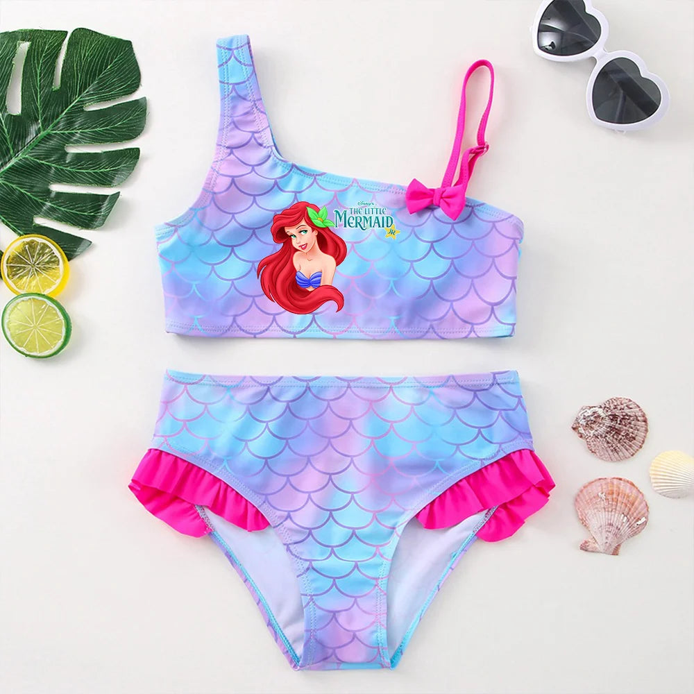 The Little Mermaid Girls Swimsuit One-Piece Bathing Suit Children Dresses Summer Swimwear Beach Suit Kid Wear Mermaid Fish Scale