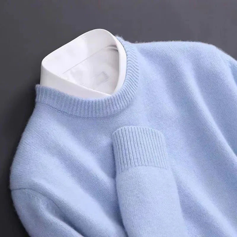 Oversize Cashmere Men Sweater O-Neck Knitted Jumpers Long Sleeve Male Pullover Soft Warm Woolen Korean luxury clothing