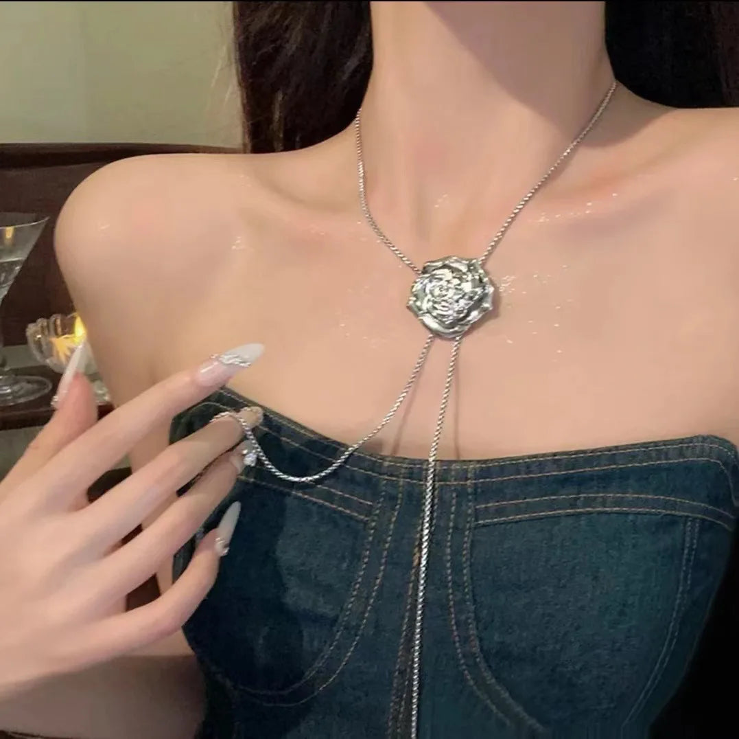 Unique Elegant Drawable Silver Butterfly Tassel Necklace Women's Fashion Collar Chain Girl Love Gift