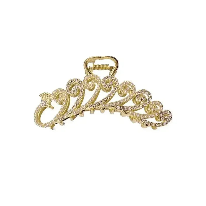 Beautiful Peacock Shape Hair Clips Full-covered Rhinestone Pearl Claw Clips Woman Fashionable Hair Accessories