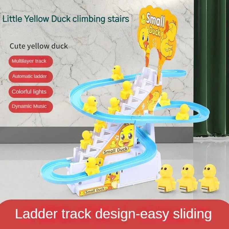 Kinder-Entenküken steigen Treppen, süße Enten steigen Treppen, elektrisches Singspielzeug für Babys, Entenrutschen 