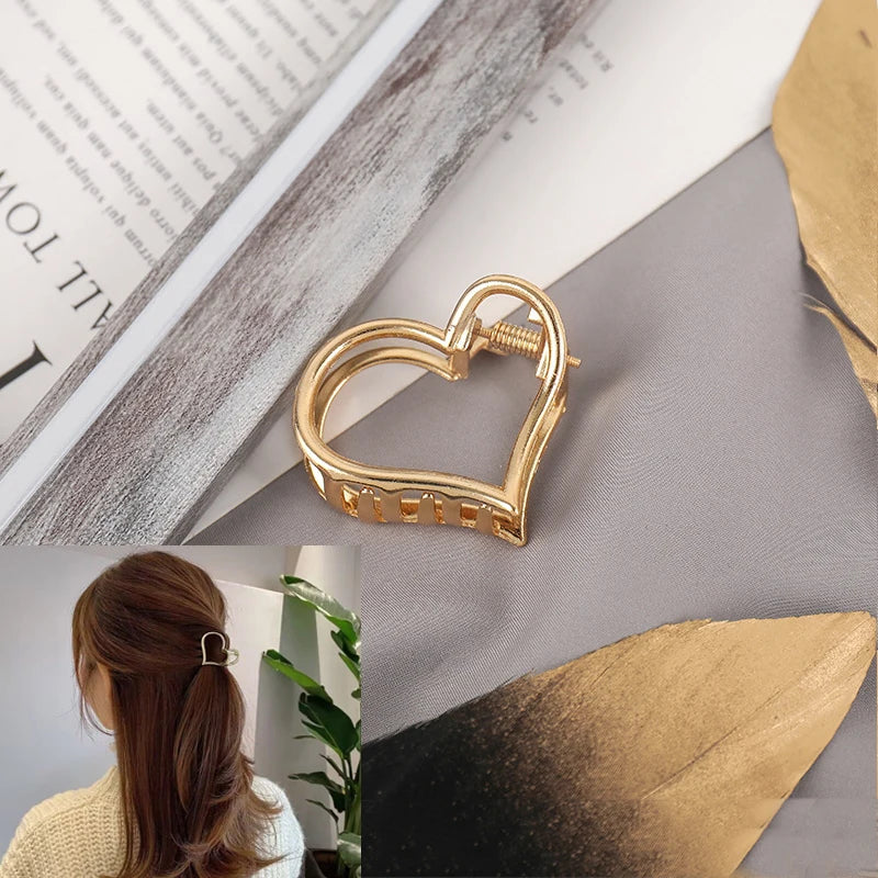 Classic Mini Geometric Love Hair Grab Barrettes Women Vintage Small Hair Claws Shark Clip Kid Headwear Korean Hair Accessories