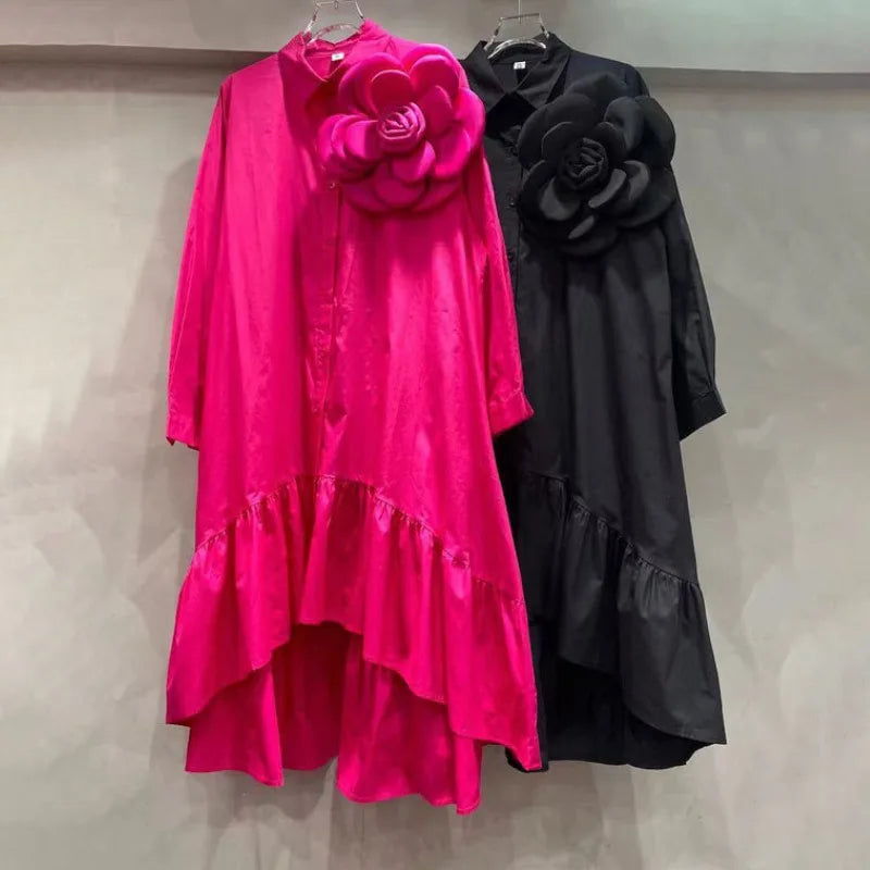 Loose Blouse Women Clothes 2025 Camisas De Mujer Chic 3D Floral Temperment Tops Long Sleeve Fashion Korean Blouses Shirts 63c514