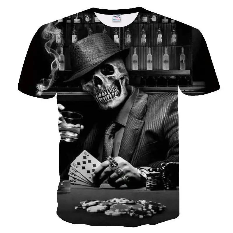 Summer Skull And Beauty Pattern Quick-Dry Men's T-shirt Hip Hop 3D Print Personality   Neck Short Sleeve  Fashion Clothes