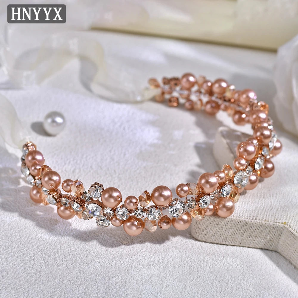 HNYYX Women's Elegant Pearl Belt Crystal Waist Decoration Bridal Wedding Belt Female Ball Gown Belt Dress Accessories SA280