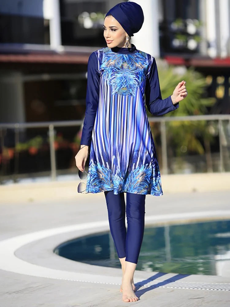 Muslim Modest Swimwear Hijab Swimsuit Women Islamic Swimming Suit Cover Ups Burkini Hijabs For Woman Long Sleeve Swim Bathing