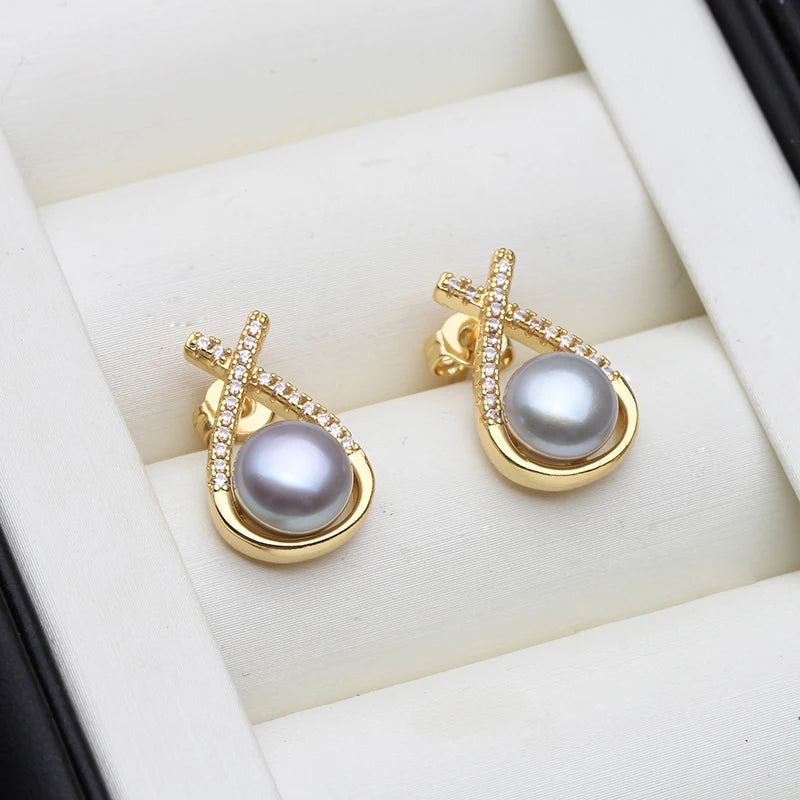 2023 New Natural Pearl Earrings For Woman,Trendy Pearl Earrings Mother Wife Birthday Gift White Black