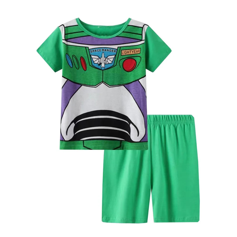 New Summer Kids Boys Girls Clothes Baby cotton Princess Pajamas Summer Short Sleeved Set Cartoon Minnie Children's Sleepwear