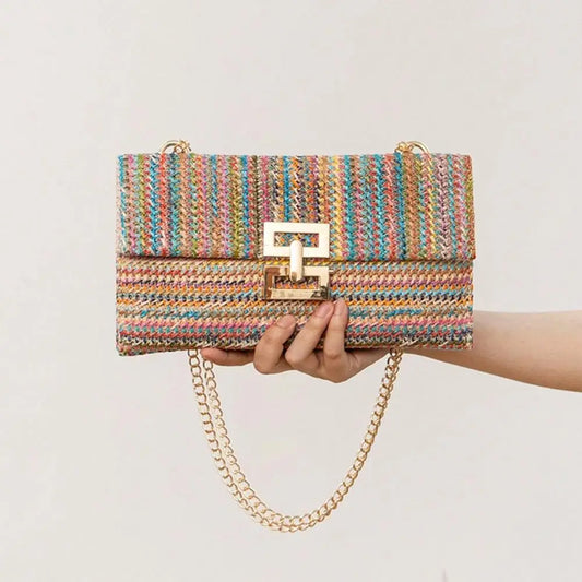 Straw Clutch Purses Women Shoulder Bag Bohemian Woven Envelope Wallet Crossbody Evening Bag Summer Beach Handbags
