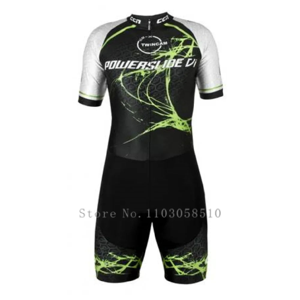 Powerslide inline skinsuit team areo speedsuit summer men cycling clothing skate suits ciclismo pro racing apparel short sleeves