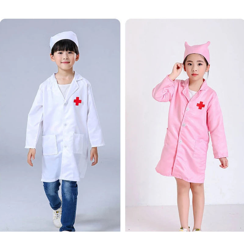 Kinder Cosplay Kleidung Jungen Mädchen Arzt Krankenschwester Uniformen Ausgefallene Kleinkind Weihnachten Weihnachten Rollenspiel Kostüme Party Wear Arztkittel