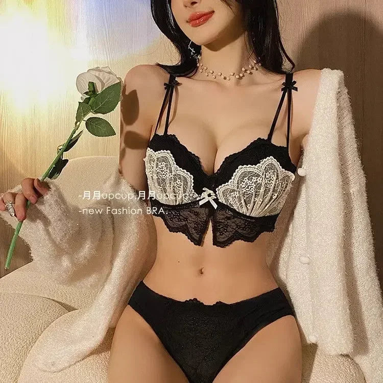 Push-up Gather Lace Bra Double U-shaped Soft Support Structure  Underwear Comfort Simple Bra Pride Bras