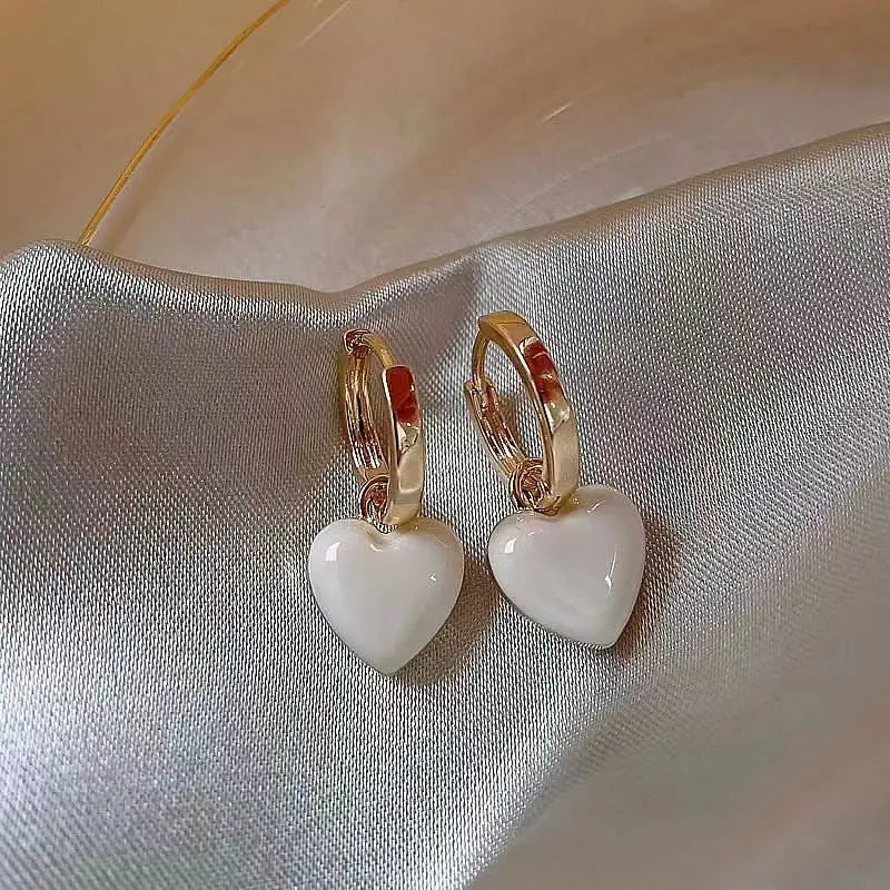 French Drop Glaze Red Love Earrings Female Harbor Style Niche High-end Sense New Year Chinese New Year Earring Retro Earring