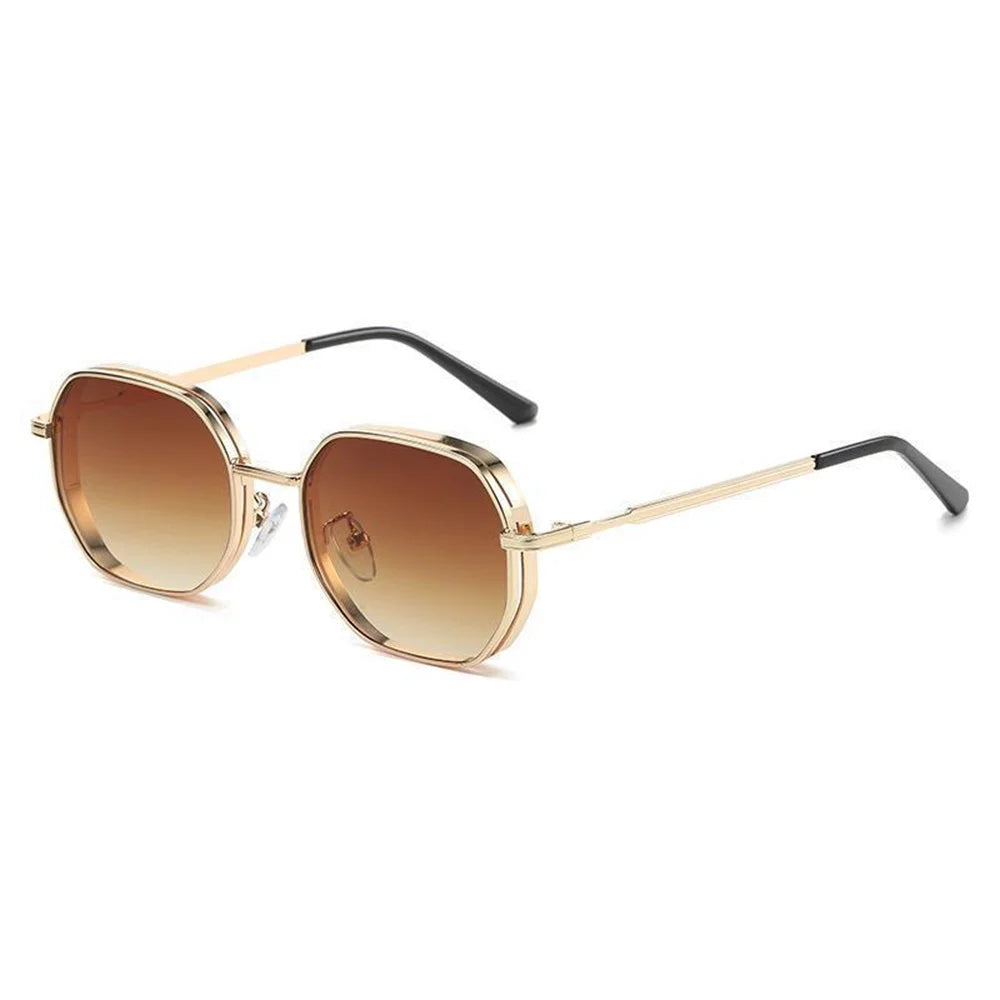 Vintage Metal Polygon Sunglasses Women Men Fashion Gradient Glasses Brand Designer Uv400 Shades Eyewear Driving Fishing Goggles