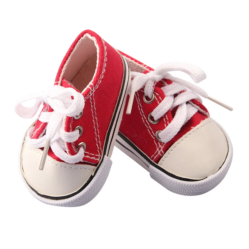 Canvas Cloth 7cm Shoes For 18 Inch American And 43cm New Born Baby Doll Shoes Clothes Accessories For Our generation Girl Dolls