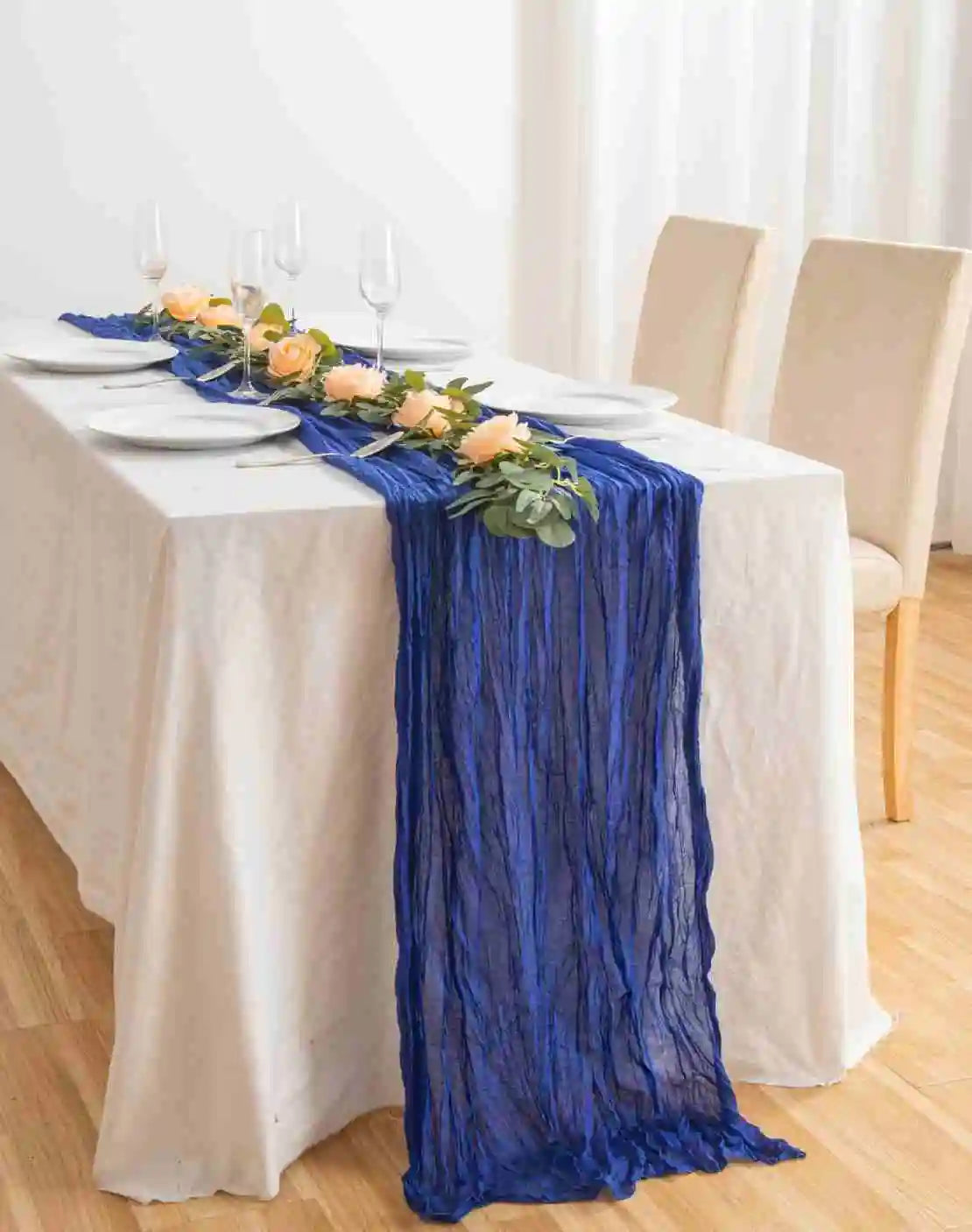 Eightree 2025 Knit Cloth Table Runner Wedding Birthday Party Banquet Decoration Gauze Fabric Voile Table Cloth Twist Table Cover