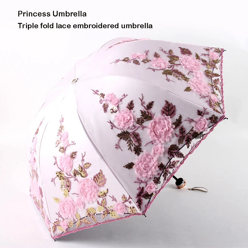Lace Up Flower Umbrella For Women Summer Sun Garden Uv Umbrella Portable Lady garden Beach accessories Paraplu Rain Gear