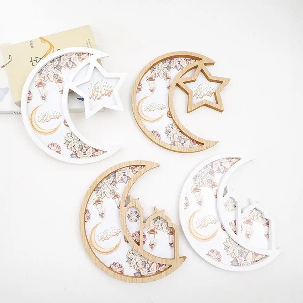 Density Board Moon Star Tray Well-polished Decorative Ramadan Tray Practical Candy Snack Dessert Serving Dish