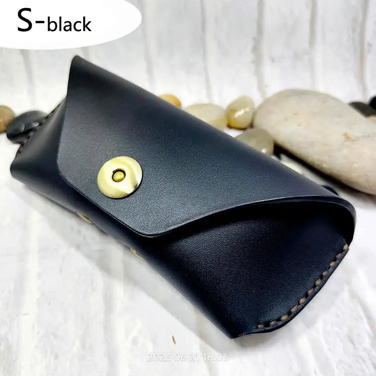 Blongk Glasses Case Waist Bag Handmade Genuine Leather Sunglasses Box Pocket Belt Pack Portable Men Women YJHd-2S