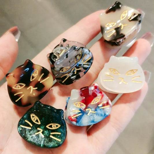 New Cute Cat Small Hair Clip for Women Hair Claw Acetic Acid Barrettes Crab Claw Clips Styling Hairpins Fashion Hair Accessories