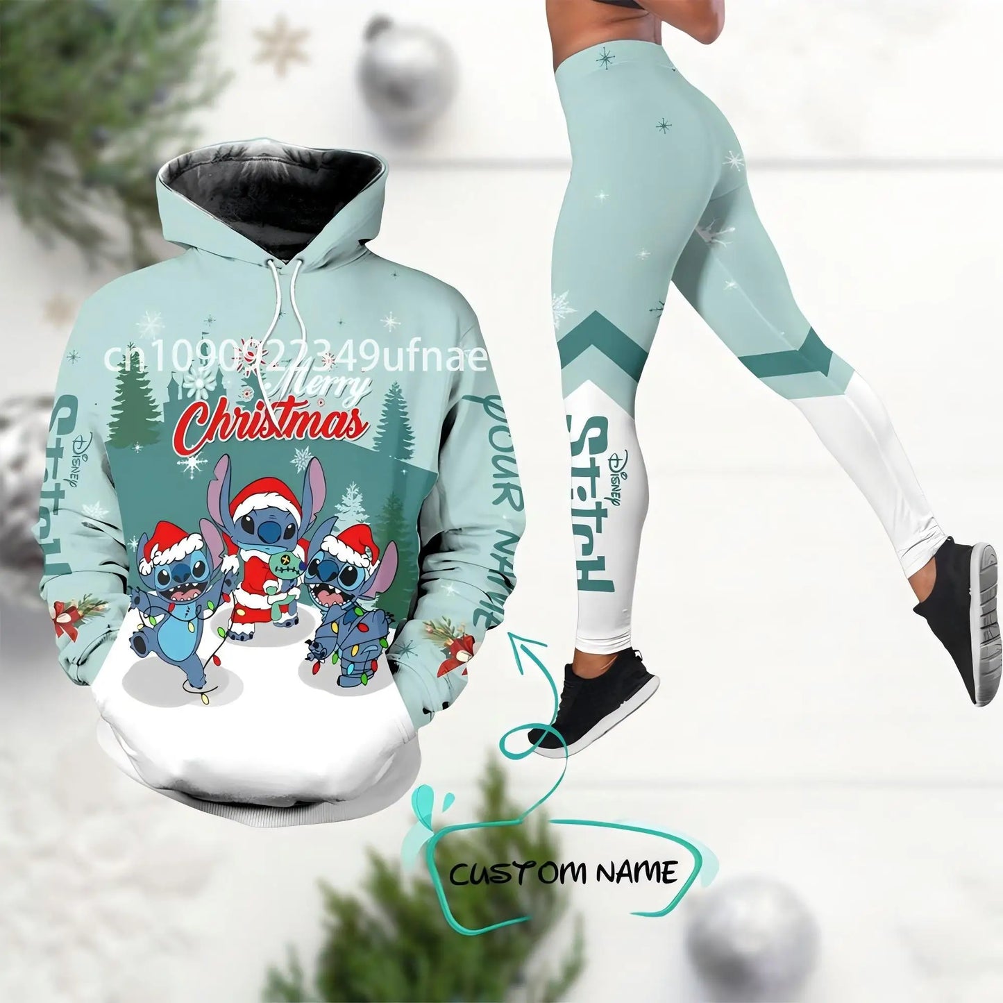 2025 Disney 3D hoodie sports yoga pants Stitch Fashion Women's tracksuit 3D