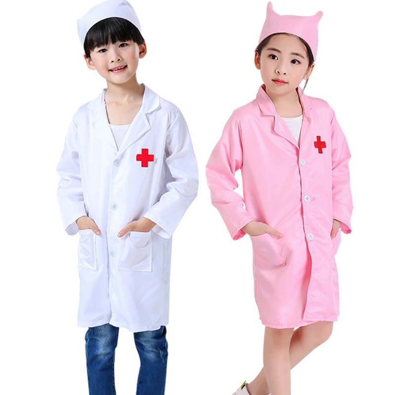 Kinder Cosplay Kleidung Jungen Mädchen Arzt Krankenschwester Uniformen Ausgefallene Kleinkind Weihnachten Weihnachten Rollenspiel Kostüme Party Wear Arztkittel