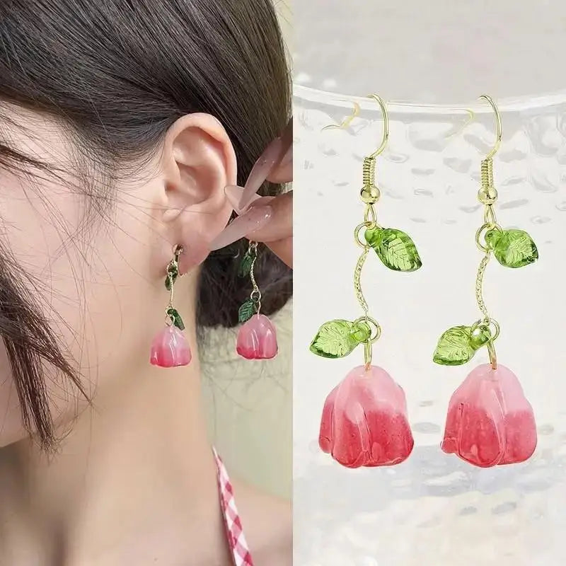 925 Silver Needle Korean Fashion Crystal Heart Earrings For Women Jewelry 2024 Trending Women's Red White Pearl Drop Earrings