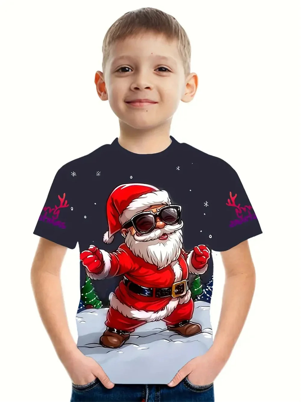 Christmas Santa Claus 3d Print Tee Shirt Kids Boys Clothes Short Sleeve Casual Children's Clothing Fashion T Shirt For Boys