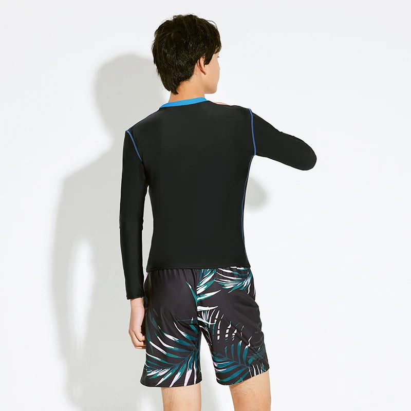 New Swimsuit for Boys Swim Set 2 Piece Swimwear Trunks Shorts Sports Rash Guard Long Sleeve Sunscreen Swimming Pool