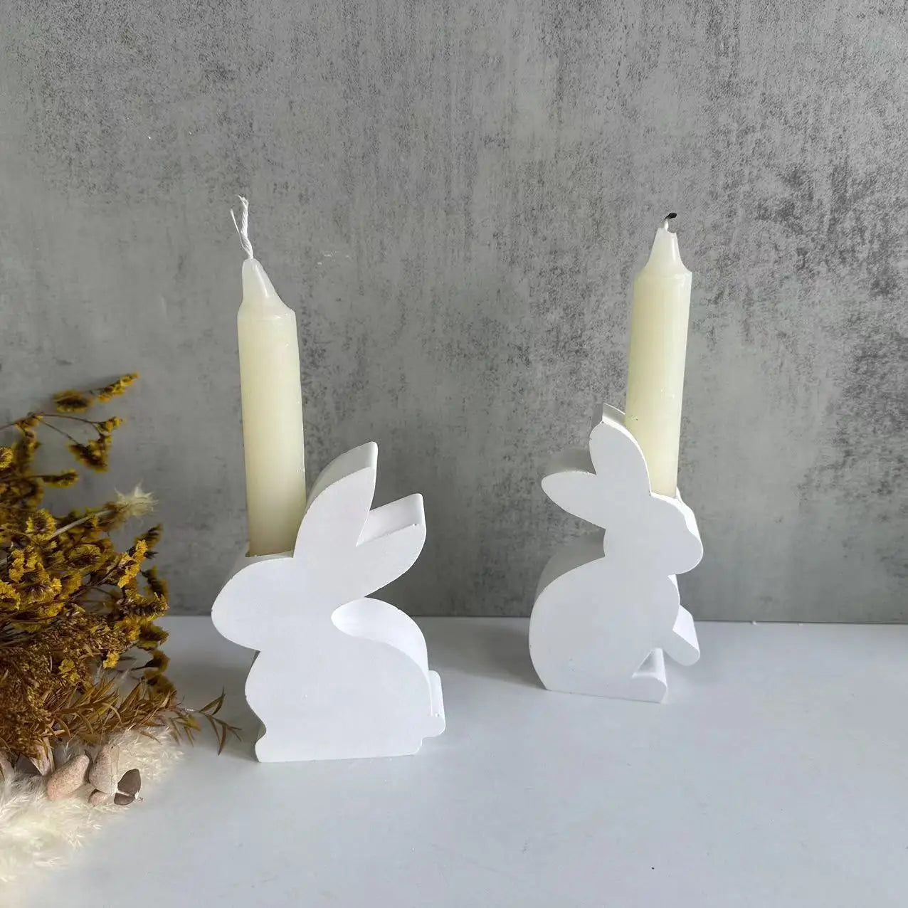 Easter Bunny Candle Holder Mold DIY Candlestick Cement Gypsum Silicone Mold Epoxy Resin Ornaments Mold Home Decoration Crafts