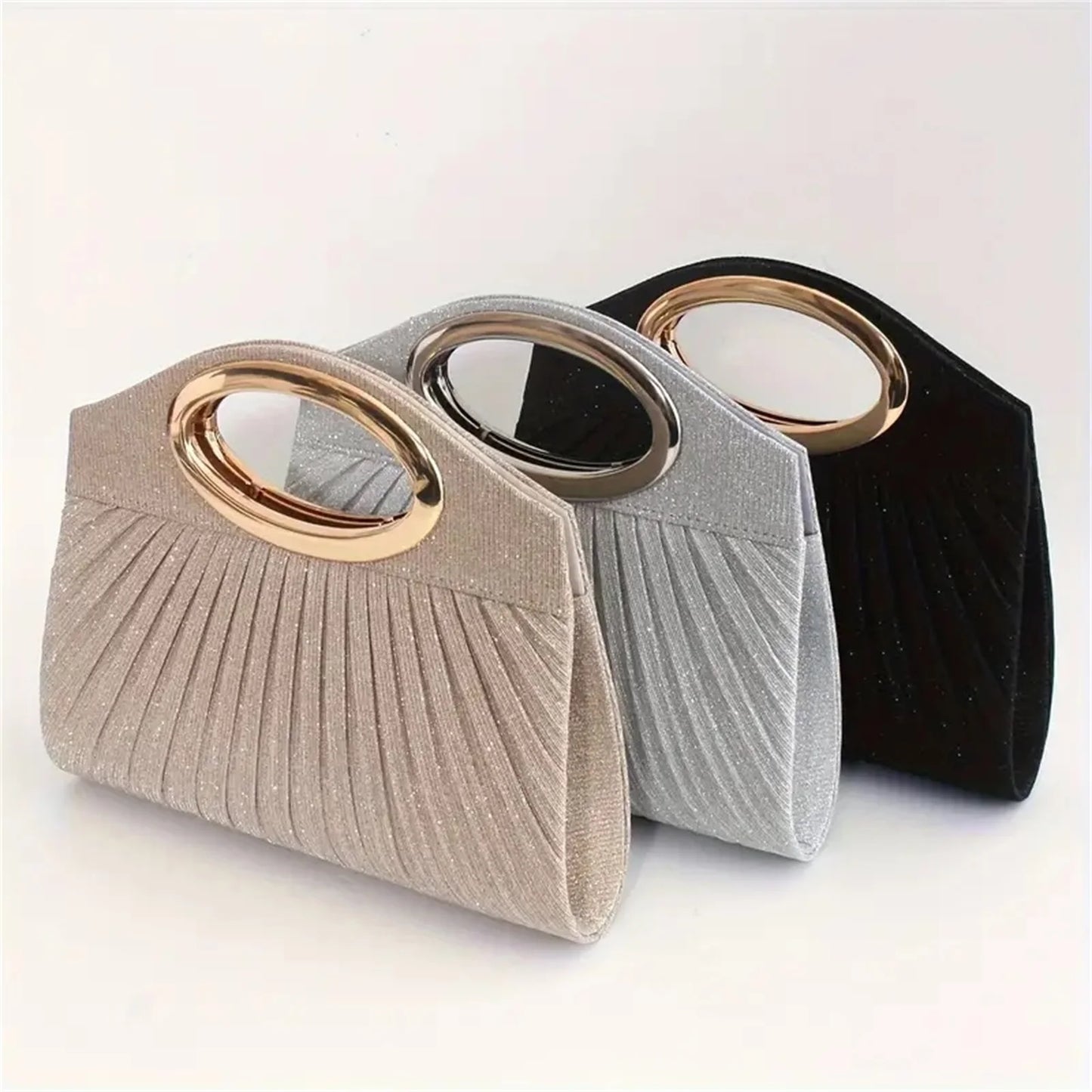 Celebrity Pleated Hand-Held Banquet Bag 2025 Fashion Ladies Romantic Wedding Evening Bag Dress Bag Shoulder Crossbody Dinner Bag