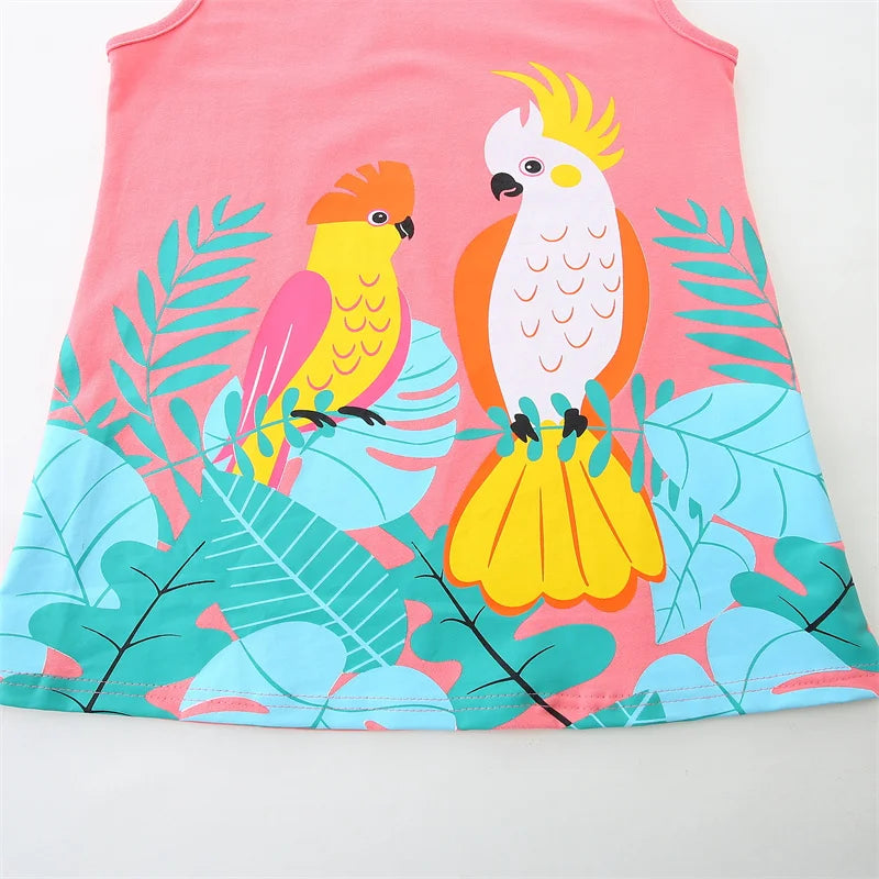 2-7T Sleeveless Girls Dresses Summer Girls Party Dress Animals Print Birthday Kids  School Children Clothing Toddler Dresses