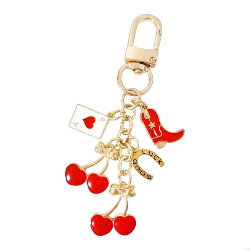 E0BE Unique Cherry Keychain Bag Charm Keyrings Accessory For Handbags And Wallets