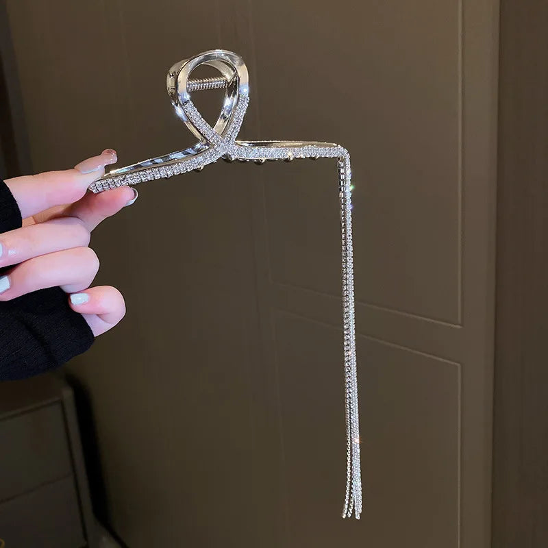Fashion Luxury Shining Zircon Tassel Hair Clip Hairpin 2022 Trend Korean Metal Hair Claws for Women Girls Party Hair Accessories