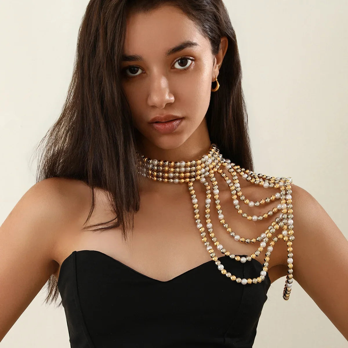 Premium Woven Shawl Sexy Tоy for Woman Chain Pearl Waist Jewelry Accessories Retro Women Apparel Exaggeration Body Fashion Belly