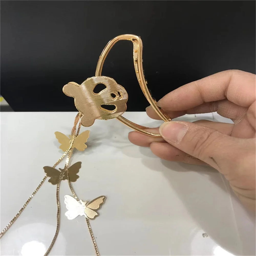 Temperament Hollow Butterfly Hair Claws Nonslip Elegent Golden Clips With Butterfly Tassel Hairband  Hair Accessories