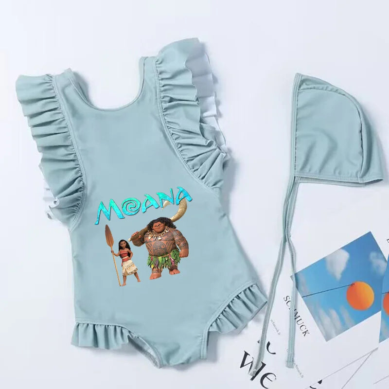 Moana Cartoon Toddler Baby Swimsuit One Piece Children Swimwear Kids Girl Bathing Suit Swim Shirts for Surfing Beach Wear Outfit