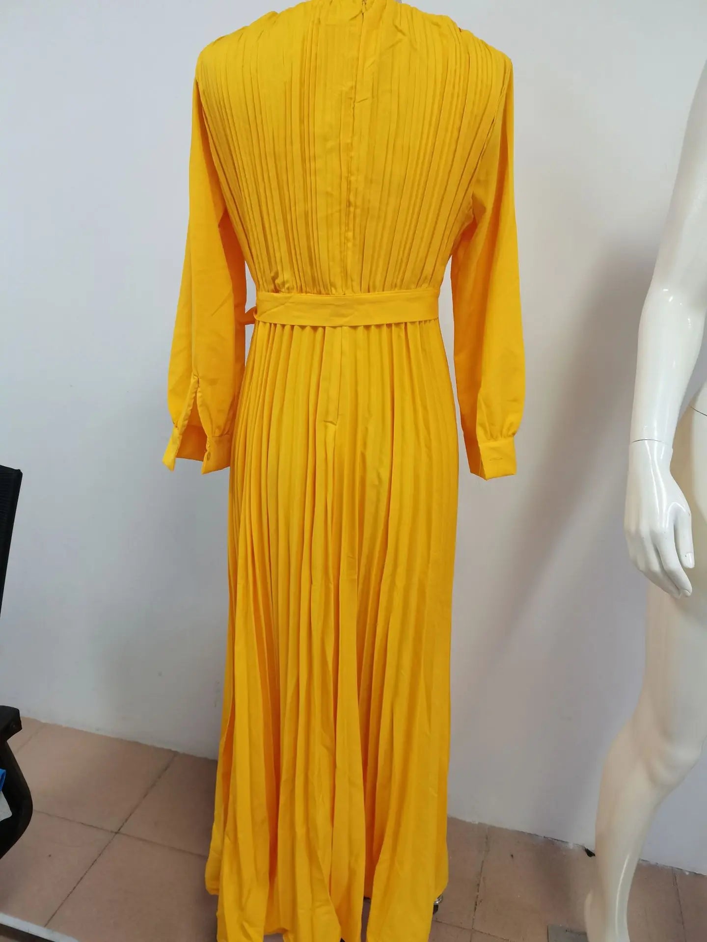 Women Plus Size Lantern Long Sleeve Long Dress Fashion Elegant Solid Color V Neck Belt High Waist Ruched Evening Birthday Party