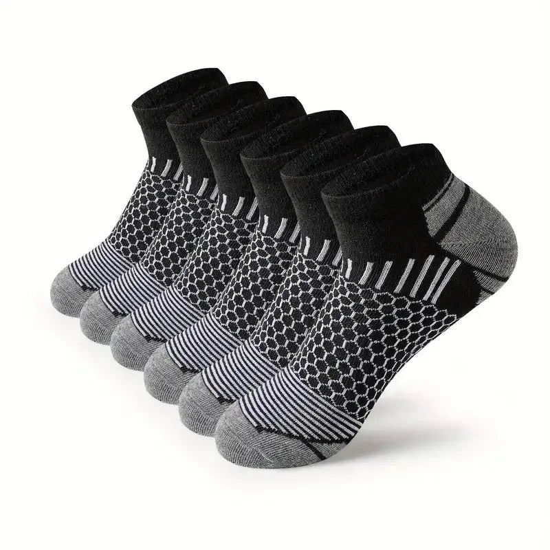 6 Paar kurze Sportsocken für Herren, für alle Jahreszeiten, zum Laufen, atmungsaktiv, lässig, weich, bequem, Polyester
