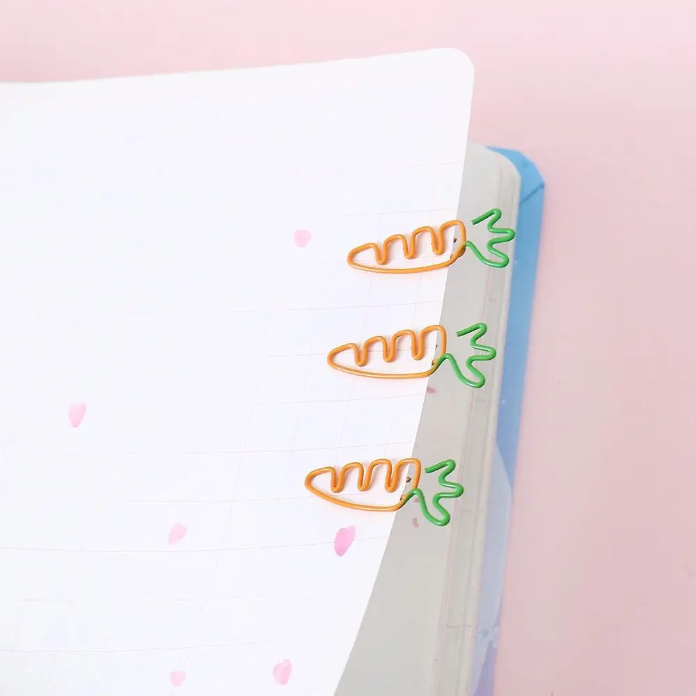 5pcs Carrot Shaped Carrot Paper Clip Binder Clip Memo Clip Carrot Metal Bookmark Reading Assistant Orange Kids Stationery