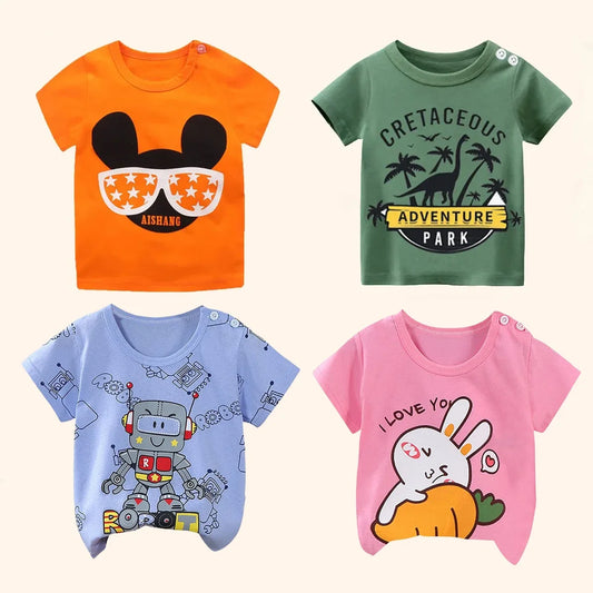 Kinderkleidung T-Shirt Kinderkleidung Jungen Mädchen Sommer Cartoon Tops Kurzarmkleidung 100% Baumwolle Babykleidung 