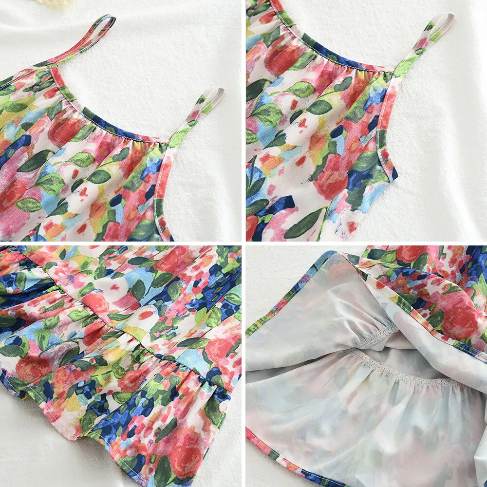 Bear Leader 3-7 Years Baby Girl Flower Dresses With a Bag Summer Floral Suspender Dress Kids Girls 2Pieces Sets Clothing