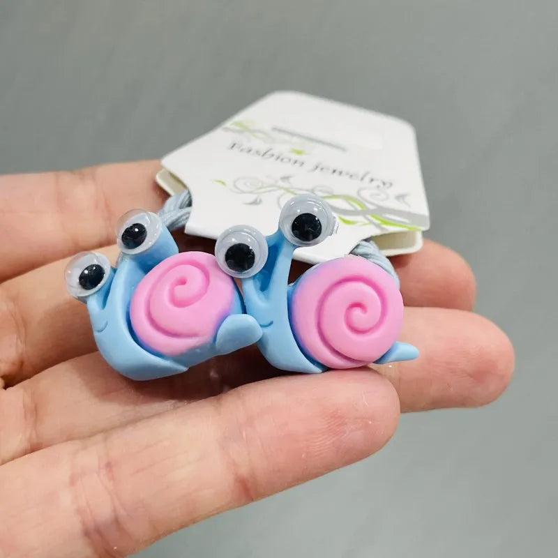 2Pcs/Set Girls Animal Rabbit Dog Cat Rubber Elastic Hair Bands Children Ponytail Holder Scrunchie Headband Kids Hair Accessories