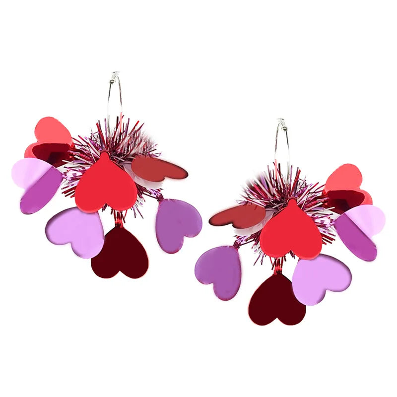 NEW ARRIVALS - 2025 Valentine Day Acrylic Earring Set for Women - Hot Pink/Red Valentines Day Earrings Pack - 3 PAIR/SET