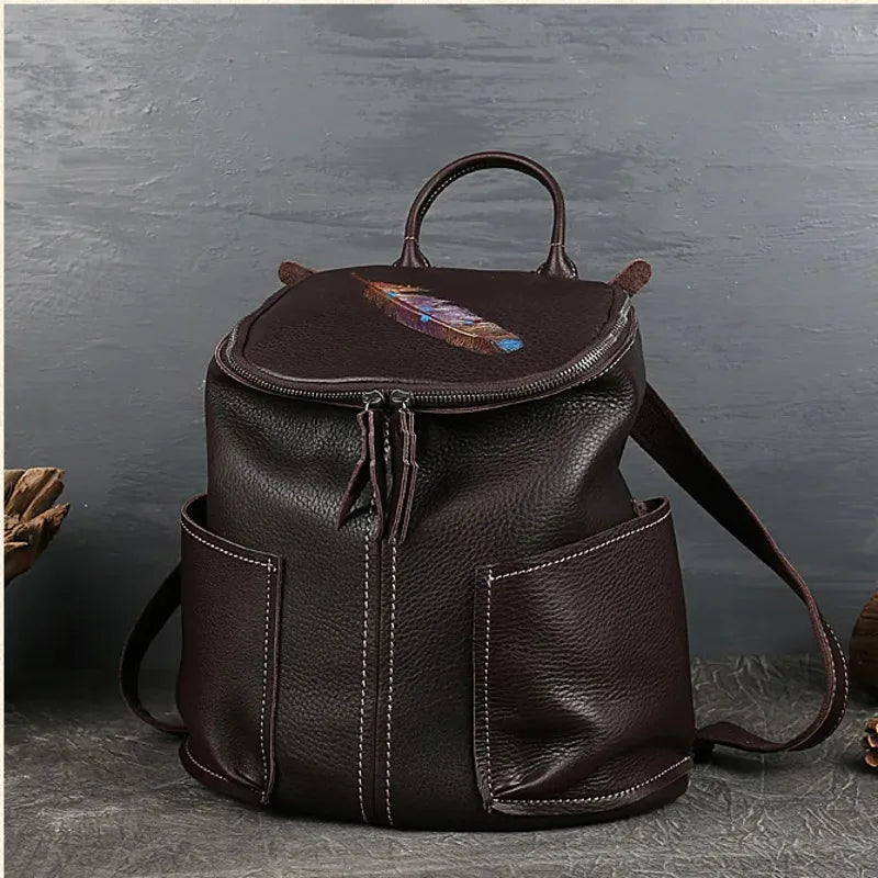 MOTAORA Genuine Leather Large Capacity Women Backpack New Handmade Cowhide Schoolbag Vintage Travel Bag Ladies Luxury Bags