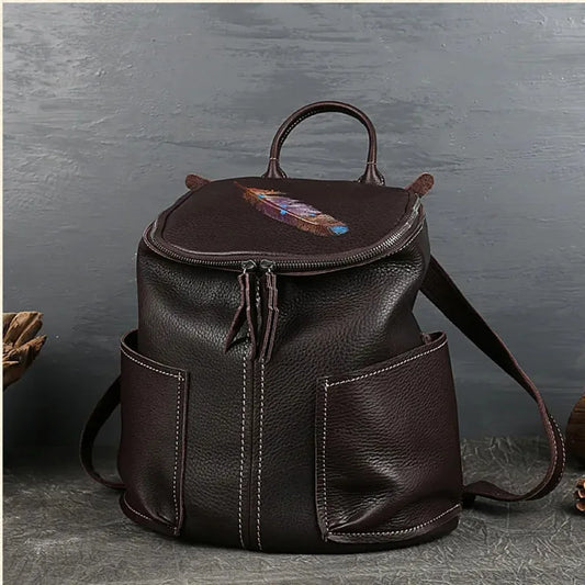 MOTAORA Genuine Leather Large Capacity Women Backpack New Handmade Cowhide Schoolbag Vintage Travel Bag Ladies Luxury Bags