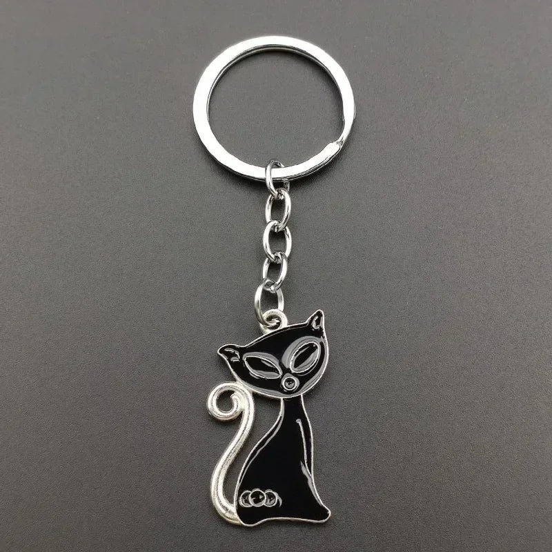 Couple Keychain Matching Cat Gift for Pet Lovers Cute Valentine's Day Jewelry  Black Cat Puzzle Pendant for Girlfriend Boyfriend