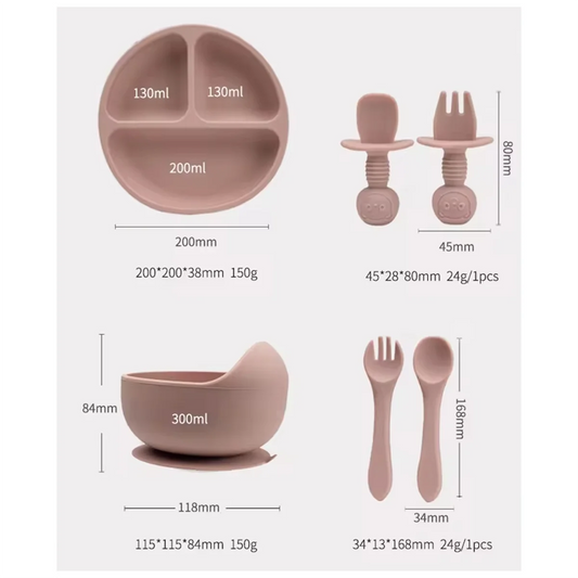 Children'S Tableware Set Baby Complementary Food Training Silicone Tableware Baby Suction Cups Bowls Baby Supplies A