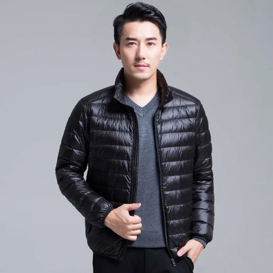 Men's Spring Ultra Lightweight Packable Down Jacket Hooded Breathable Coat Plus Size Men Hoodies Coat Feather Clothing 2024